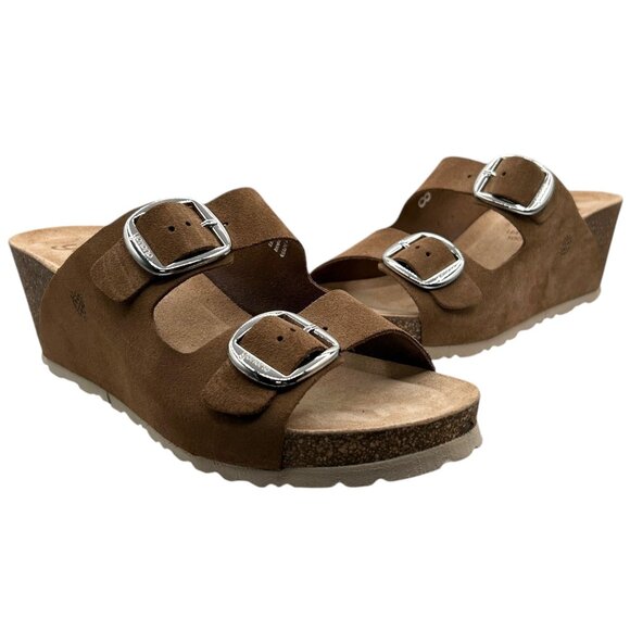 Yokono Suede Double Strap Buckle Wedge Sandal (8) - Picture 16 of 16